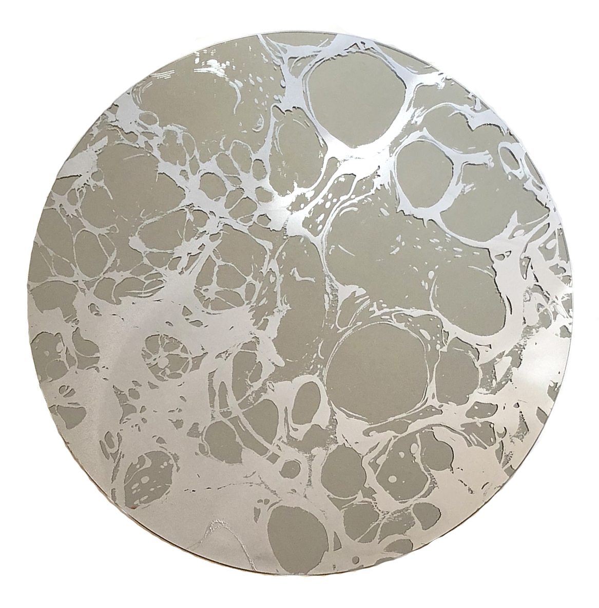9. amy-jane blackhall 'moon mirror 42', 2018, silkscreen on mirror, 42cm diameter, edition of 30